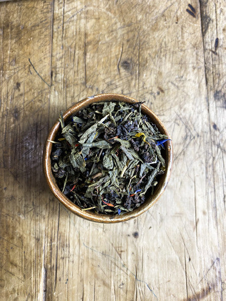 Zachte groene thee met bergamot en oranjebloesem. Ideaal voor de avond 