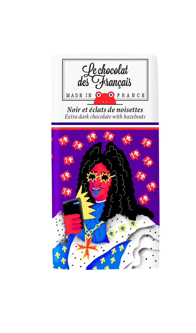 Louis XIV mini puur chocolade 41% met hazelnoten reep